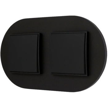 Dwa włączniki pojedyncze z ramką okrągłą seria MINI kolor czarny mat