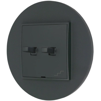 Włącznik schodowy podwójny w stylu USA ramka okrągła seria Mini kolor grafitowy mat