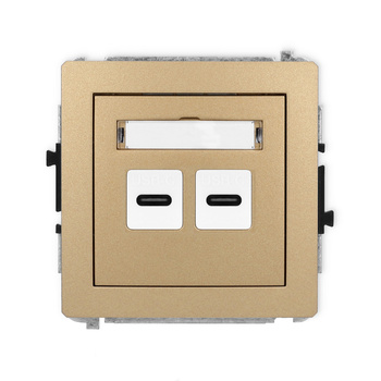 Mechanizm ładowarki USB podwójnej 2xUSB C, 20W max. Karlik seria DECO 8DCUSB-7 kolor złoty metalik