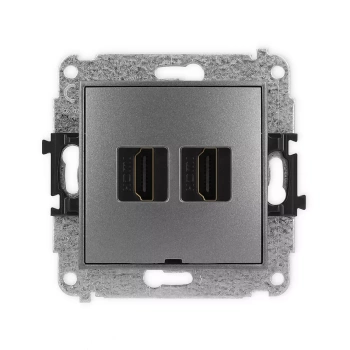 Mechanizm gniazda podwójnego HDMI 2.0, 4K, bez pola opisowego Karlik seria ICON 11IHDMIBO-4 kolor grafitowy