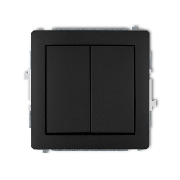 Mechanizm łącznika zwiernego, dwubiegunowego bez piktogramów, osobne zasilanie Karlik seria DECO 12DWP-44.2 kolor czarny mat