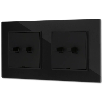 Dwa włączniki podwójne w stylu USA ramka kwadratowa efekt szkła seria ICON kolor czarny