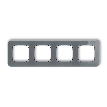 Ramka uniwersalna poczwórna zaokrąglona - efekt szkła ramka: grafitowa; spód: czarny Karlik seria ICON 28-12-IRSZ-4 kolor grafitowy