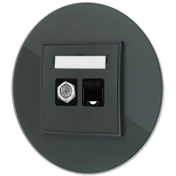 Gniazdo rj45/antenowe z ramką okrągłą efekt szkła seria ICON kolor grafitowy mat
