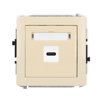 Mechanizm gniazda pojedynczego 1xUSB C-C Karlik seria DECO 1DGUSB-7 kolor beżowy