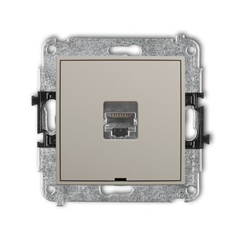 Mechanizm gniazda komputerowego pojedynczego 1xRJ45, kat. 5e, ekranowany, 8-stykowy, bez pola opisowego Karlik seria ICON 60IGKBO-1e kolor taupe
