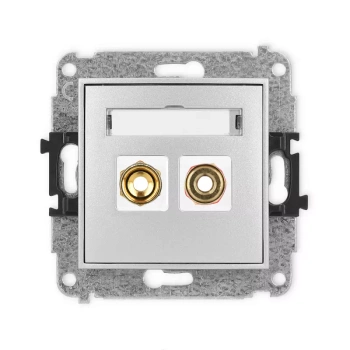 Mechanizm gniazda głośnikowego pojedynczego typu banan - czerwony i czarny, pozłacany, 4 mm2, skręcany Karlik seria MINI 7MGG-4 kolor srebrny metalik