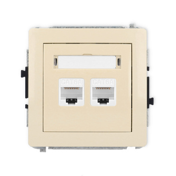 Mechanizm gniazda komputerowego podwójnego 2xRJ45, kat. 6A, 8-stykowy Karlik seria DECO 1DGK-8 kolor beżowy