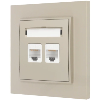 Gniazdo internetowe rj45 2x z ramką prostą seria MINI kolor taupe