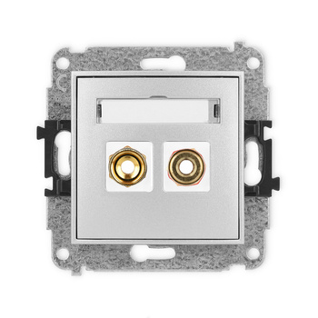 Mechanizm gniazda głośnikowego pojedynczego typu banan - czerwony i czarny, pozłacany, 4 mm2, skręcany Karlik seria ICON 7IGG-4 kolor srebrny metalik