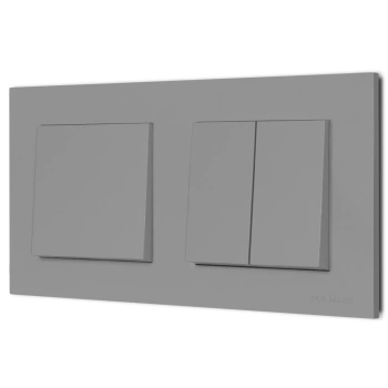 Dwa włączniki pojedynczy i podwójny z ramką seria Bella kolor popiel mat