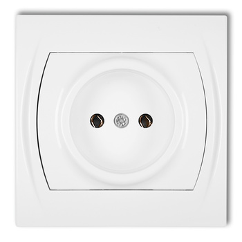 Gniazdo pojedyncze bez uziemienia 2P bez przesłon torów prądowych Karlik seria LOGO LGP-1 kolor biały