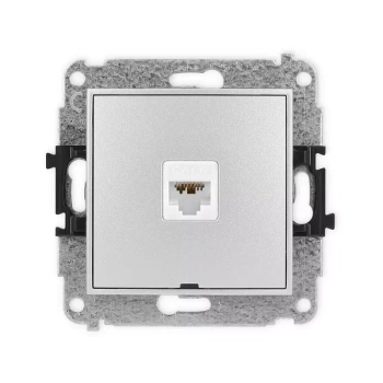 Mechanizm gniazda komputerowego pojedynczego 1xRJ45, kat. 6A, 8-stykowy, bez pola opisowego Karlik seria MINI 7MGKBO-7 kolor srebrny metalik