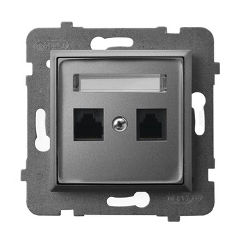 Gniazdo komputerowe podwójne, kat. 5e MMC seria ARIA kolor Szary mat symbol GPK-2U/K/m/70