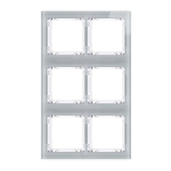 Ramka modułowa 6 krotna 2 poziom, 3 pion - efekt szkła ramka szara; spód biała Karlik seria DECO 15-0-DRSM-2x3 kolor szary