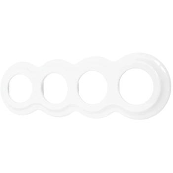 Ramka poczwórna okrągła klasyczna do łączników i gniazd 'Retro ceramic' - biała
