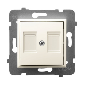 Obudowa gniazda podwójnego z przesłoną typu Keystone prosta seria ARIA kolor Ecru symbol GPK-2UP/p/27