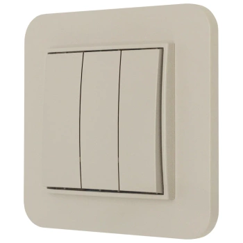 Włącznik potrójny z ramką zaokrągloną seria MINI kolor taupe