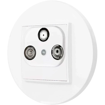 Gniazdo rtv-sat z ramką okrągłą seria MINI kolor biały mat