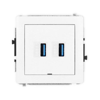 Mechanizm gniazda podwójnego 2xUSB A-A 3.0, bez pola opisowego Karlik seria DECO DGUSBBO-6 kolor biały