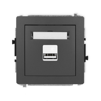 Mechanizm ładowarki USB pojedynczej USB A, 10W max., 5V, 2A Karlik seria DECO 28DCUSB-3 kolor grafitowy mat