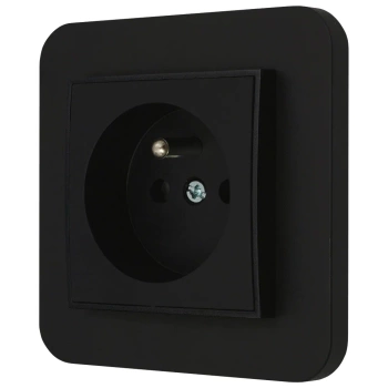 Gniazdo pojedyncze z ramką zaokrągloną seria MINI kolor czarny