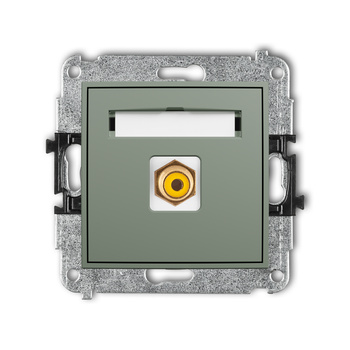 Mechanizm gniazda pojedynczego RCA typu cinch - żółty, pozłacany Karlik seria MINI 61MGRCA-1 kolor szałwiowy