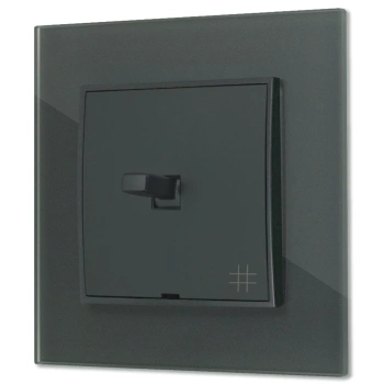 Włącznik krzyżowy w stylu USA ramka kwadratowa efekt szkła seria ICON kolor grafitowy mat