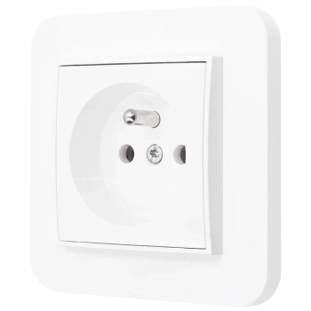 Gniazdo pojedyncze z ramką zaokrągloną seria MINI kolor biały