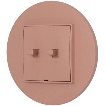 Włącznik podwójny w stylu USA ramka okrągła seria Mini kolor łososiowy