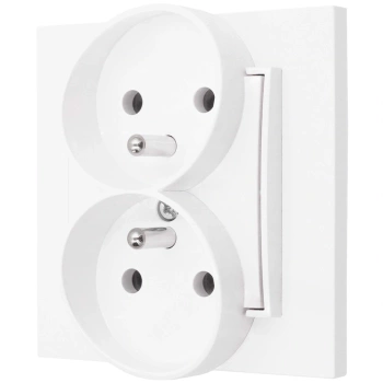 Gniazdo podwójne z ramką prostą seria MINI kolor biały mat