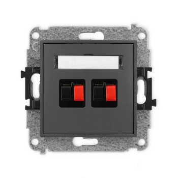 Mechanizm gniazda głośnikowego podwójnego Karlik seria ICON 28IGG-2 kolor grafitowy mat