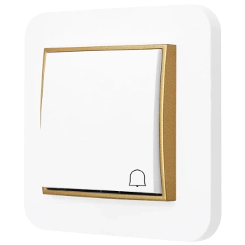 Włącznik dzwonkowy z ramką zaokrągloną seria MINI kolor biały złoty