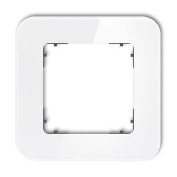 Ramka uniwersalna pojedyncza zaokrąglona - efekt szkła ramka: biała spód: grafitowy mat Karlik seria ICON 0-28-IRSZ-1 kolor biały