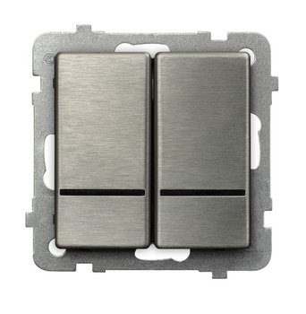 Łącznik dwugrupowy świecznikowy z podświetleniem niebieskim seria SONATA STAL INOX kolor Stal inox symbol ŁP-2RMS/m/37