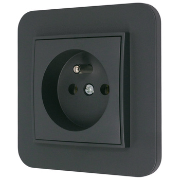 Gniazdo pojedyncze z ramką zaokrągloną seria MINI kolor grafitowy mat