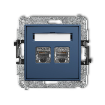 Mechanizm gniazda komputerowego podwójnego 2xRJ45, kat. 6, ekranowany, 8-stykowy Karlik seria ICON 64IGK-6 kolor navy blue