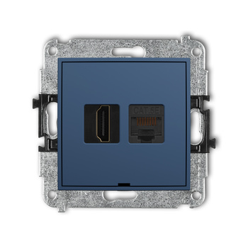 Mechanizm gniazda pojedynczego HDMI 2.0, 4K + gniazda komp. poj. 1xRJ45, kat. 5e, 8-stykowy, bez pola opisowego Karlik seria ICON 64IGHKBO-45e kolor navy blue