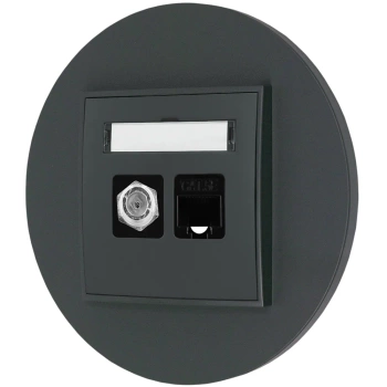 Gniazdo rj45/antenowe z ramką okrągłą seria MINI kolor grafitowy mat