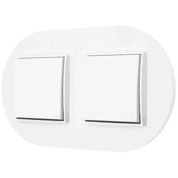 Dwa włączniki pojedyncze z ramką okrągłą seria MINI kolor biały mat