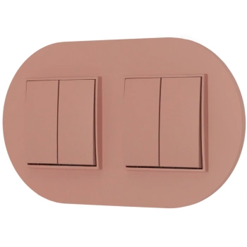 Dwa włączniki podwójne z ramką okrągłą seria MINI kolor łososiowy