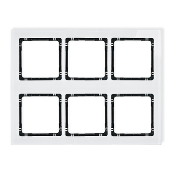 Ramka modułowa 6 krotna 3 poziom, 2 pion - efekt szkła ramka biała; spód czarny Karlik seria DECO 0-12-DRSM-3x2 kolor biały