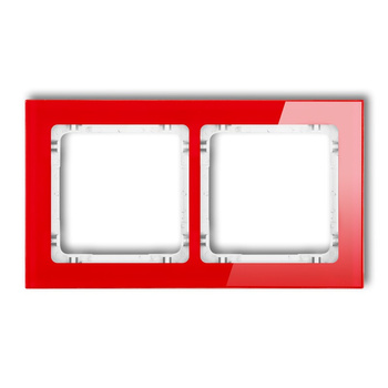 Ramka uniwersalna podwójna - efekt szkła ramka: czerwona; spód: biały Karlik seria DECO 17-0-DRS-2 kolor czerwony