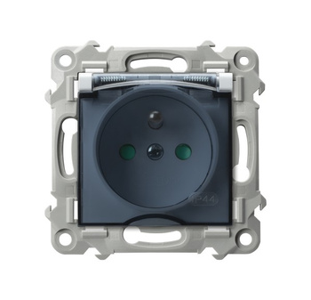 Gniazdo bryzgoszczelne z uziemieniem IP-44 z przesłonami torów prądowych wieczko przezroczyste seria SZAFIR kolor Biały symbol GPH-1ZZP/m/00/d