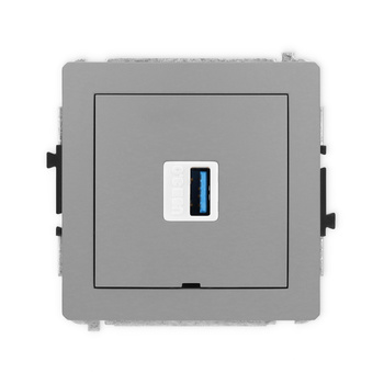 Mechanizm gniazda pojedynczego USB A-A 3.0, bez pola opisowego Karlik seria DECO 27DGUSBBO-5 kolor szary mat