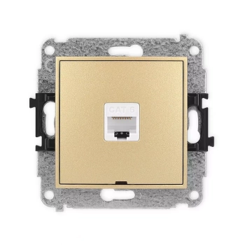 Mechanizm gniazda komputerowego pojedynczego 1xRJ45, kat. 6, 8-stykowy, bez pola opisowego Karlik seria ICON 29IGKBO-3 kolor złoty