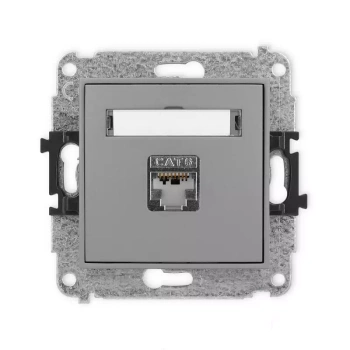 Mechanizm gniazda komputerowego pojedynczego 1xRJ45, kat. 6, ekranowany, 8-stykowy Karlik seria MINI 27MGK-5 kolor szary mat