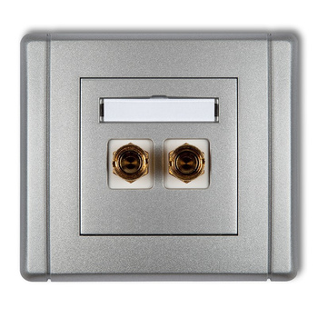 Gniazdo głośnikowe pojedyncze typu banan - czerwony i czarny, pozłacane, 4 mm2, do lutowania Karlik seria FLEXI 7FGG-3 kolor srebrny metalik