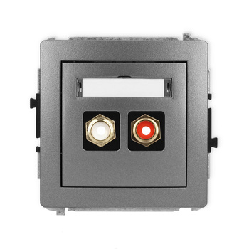 Mechanizm gniazda podwójnego RCA typu cinch - biały i czerwony, pozłacany Karlik seria DECO 11DGRCA-2 kolor grafitowy