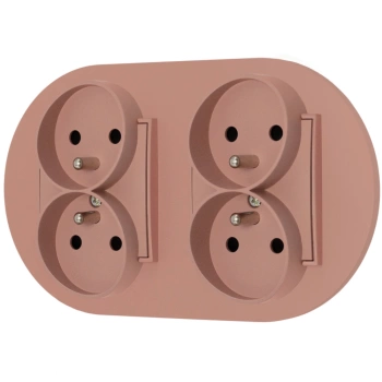 Dwa gniazda podwójne z ramką okrągłą seria MINI kolor łososiowy